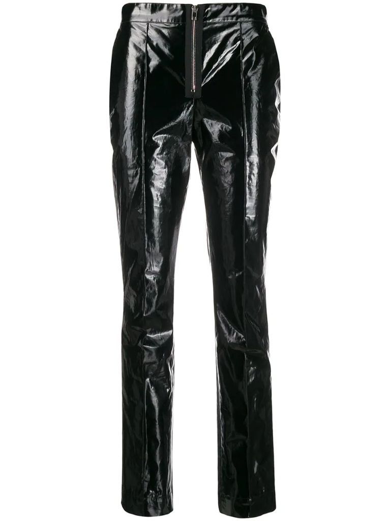 polished effect skinny trousers