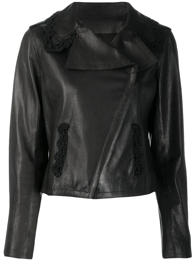 off-centre front leather jacket