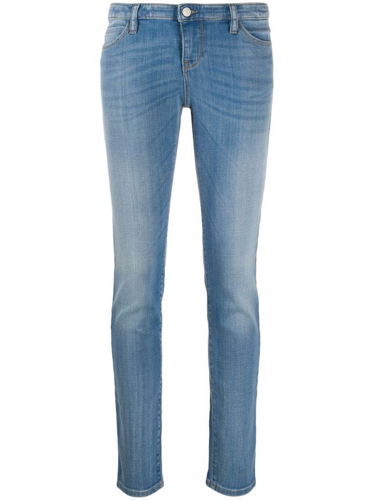 high rise straight-leg stonewashed jeans