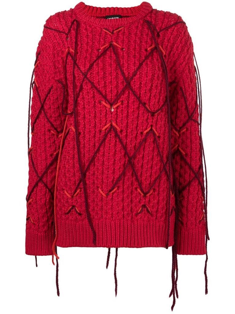 fringed knitted sweater