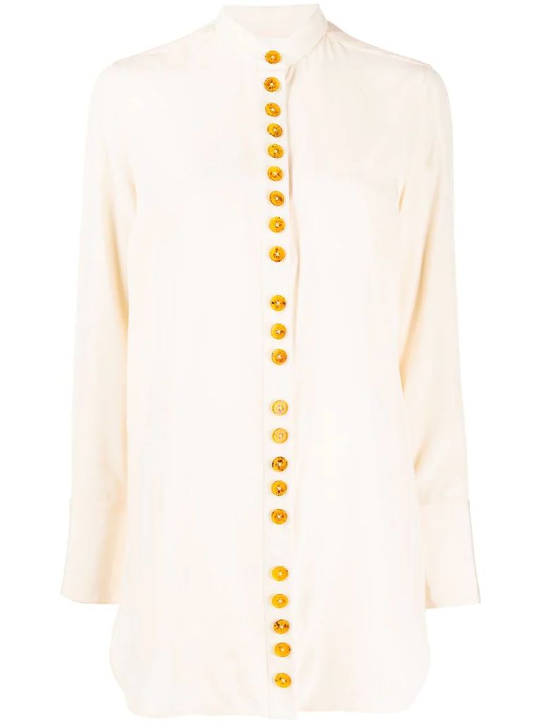 bold button-up silk shirt