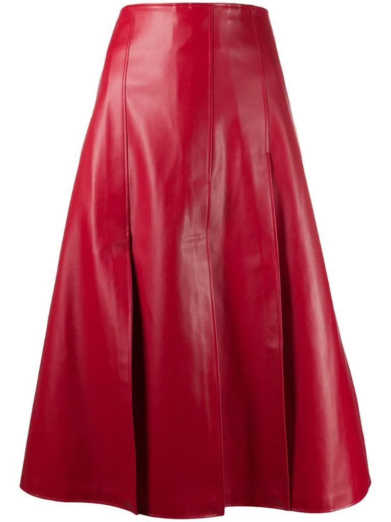buttoned leather-effect skirt