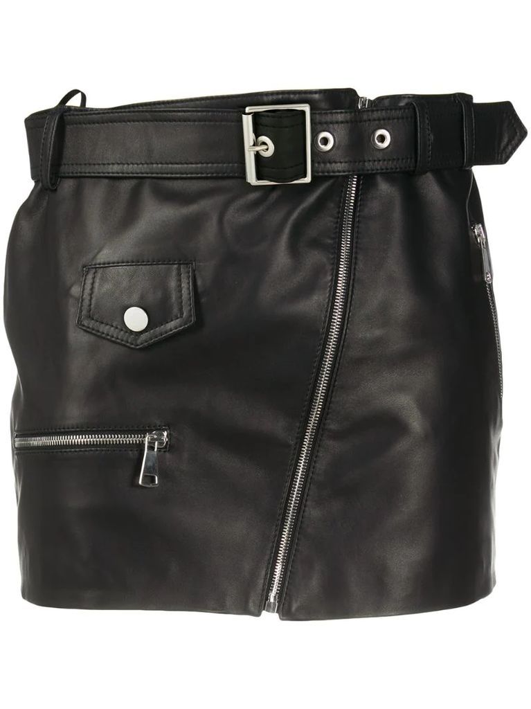 Biker leather mini skirt
