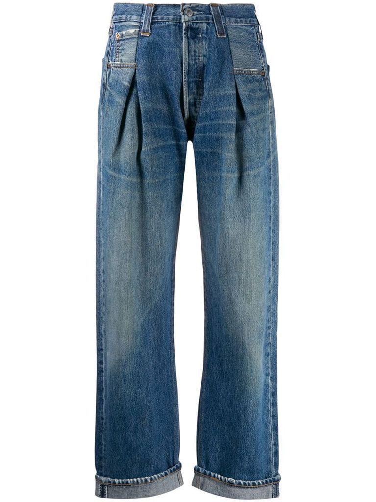 pleat front jeans