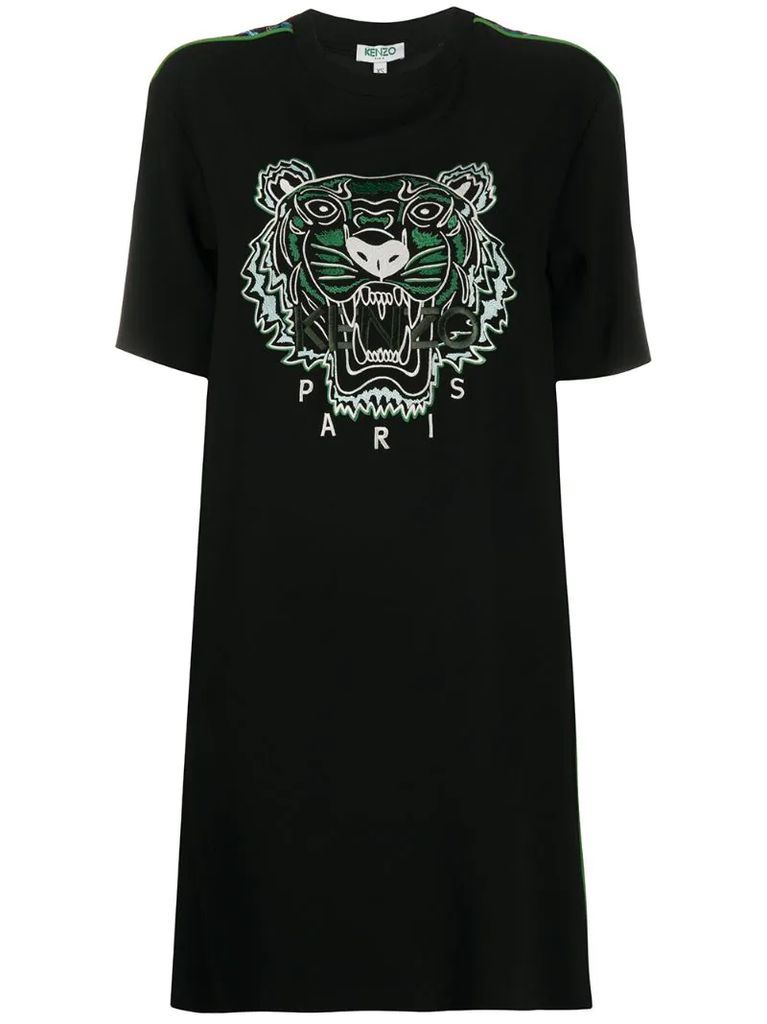 tiger-embroidered T-shirt dress