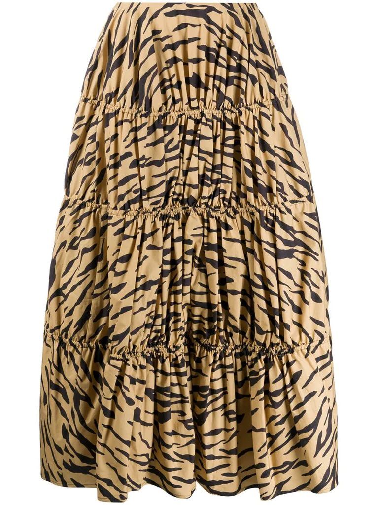 tiered tiger print skirt