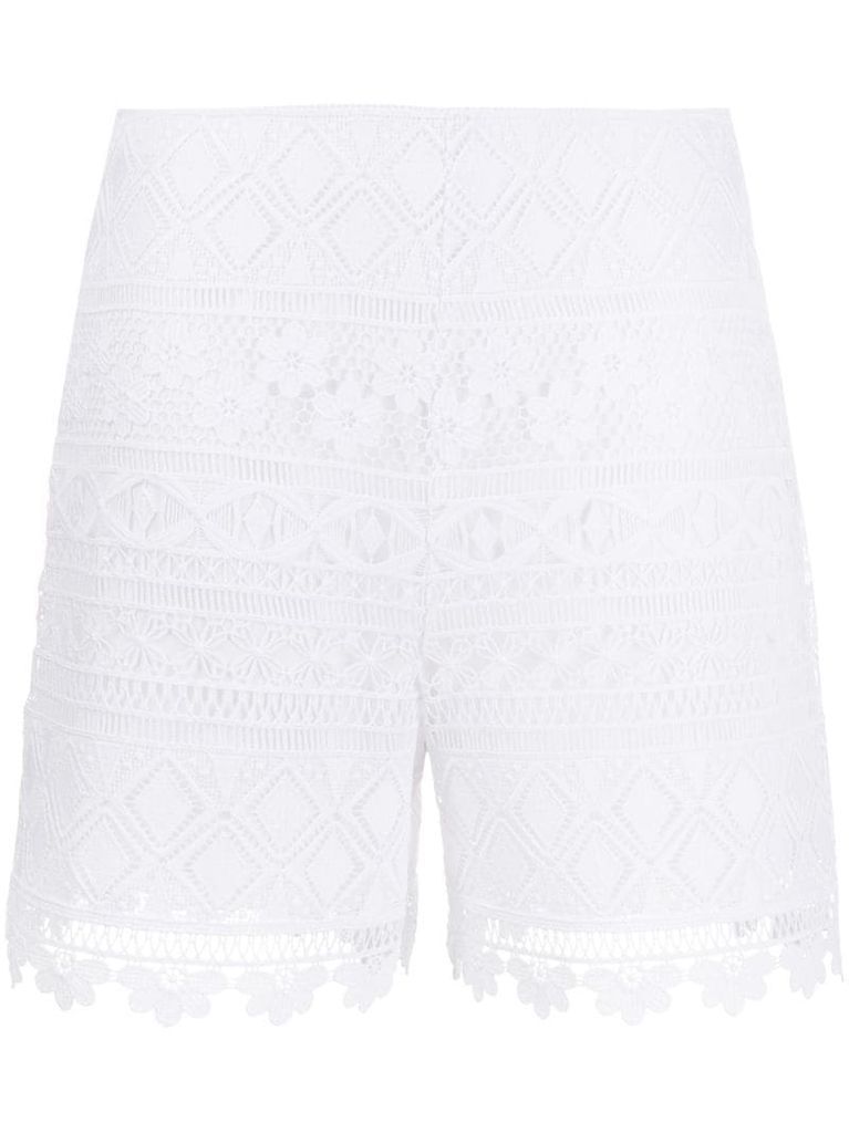 embroidered contrast panel shorts