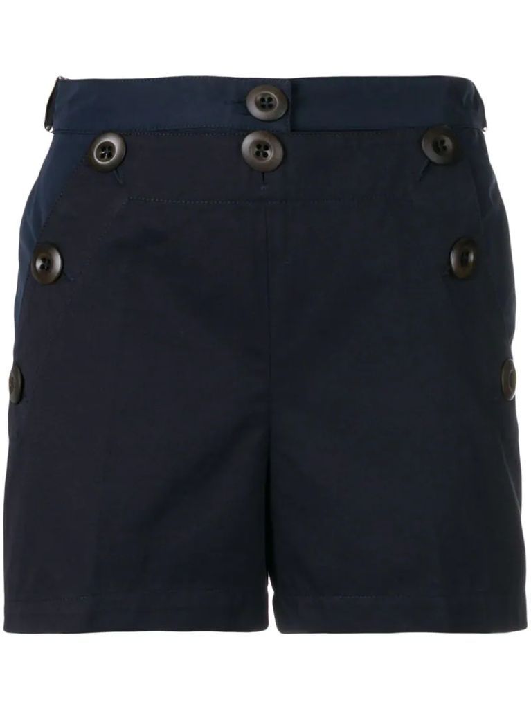 button front shorts