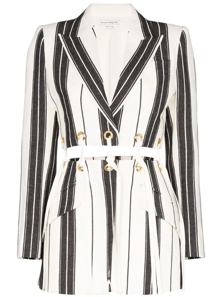 striped cut-out blazer