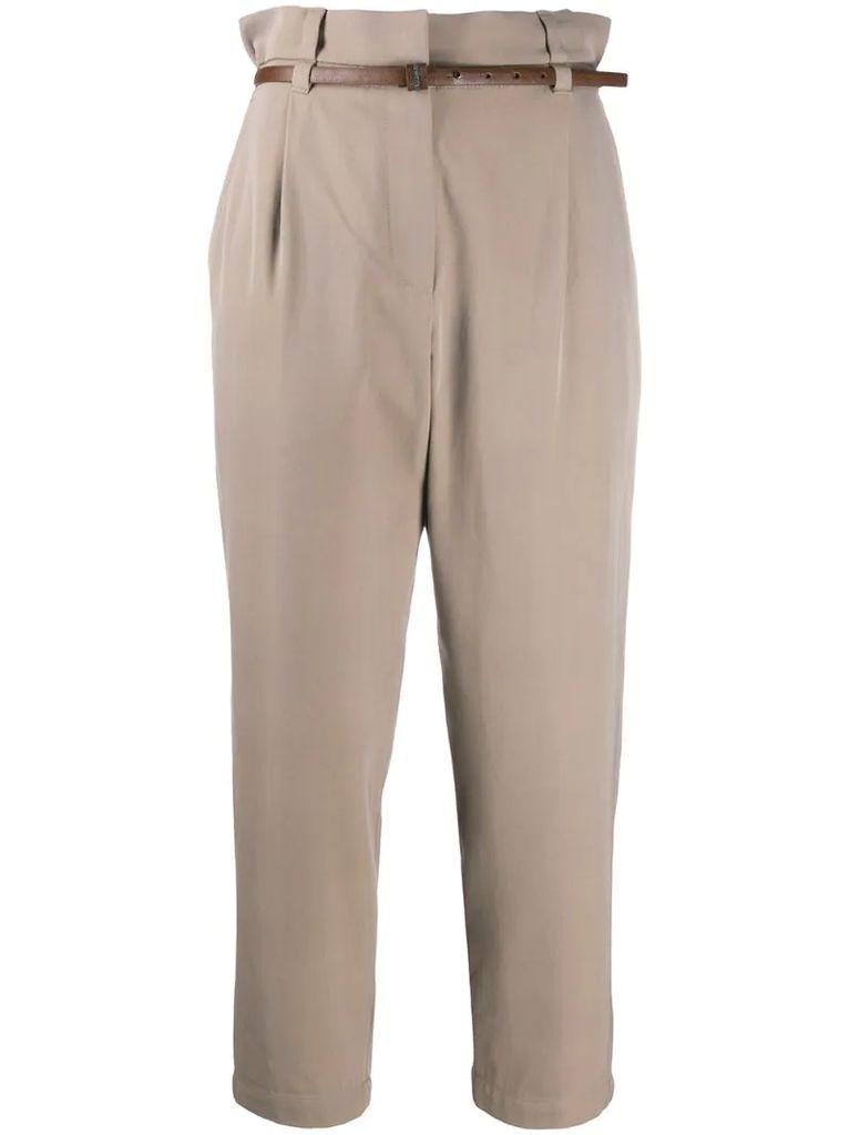 cropped high-waisted trousers