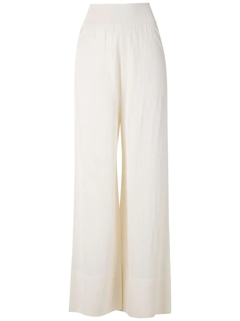 knitted sheer wide leg trousers