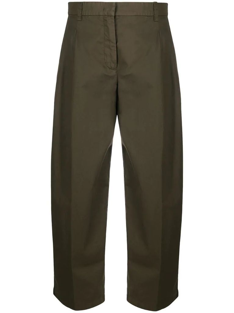 cropped cotton cargo trousers