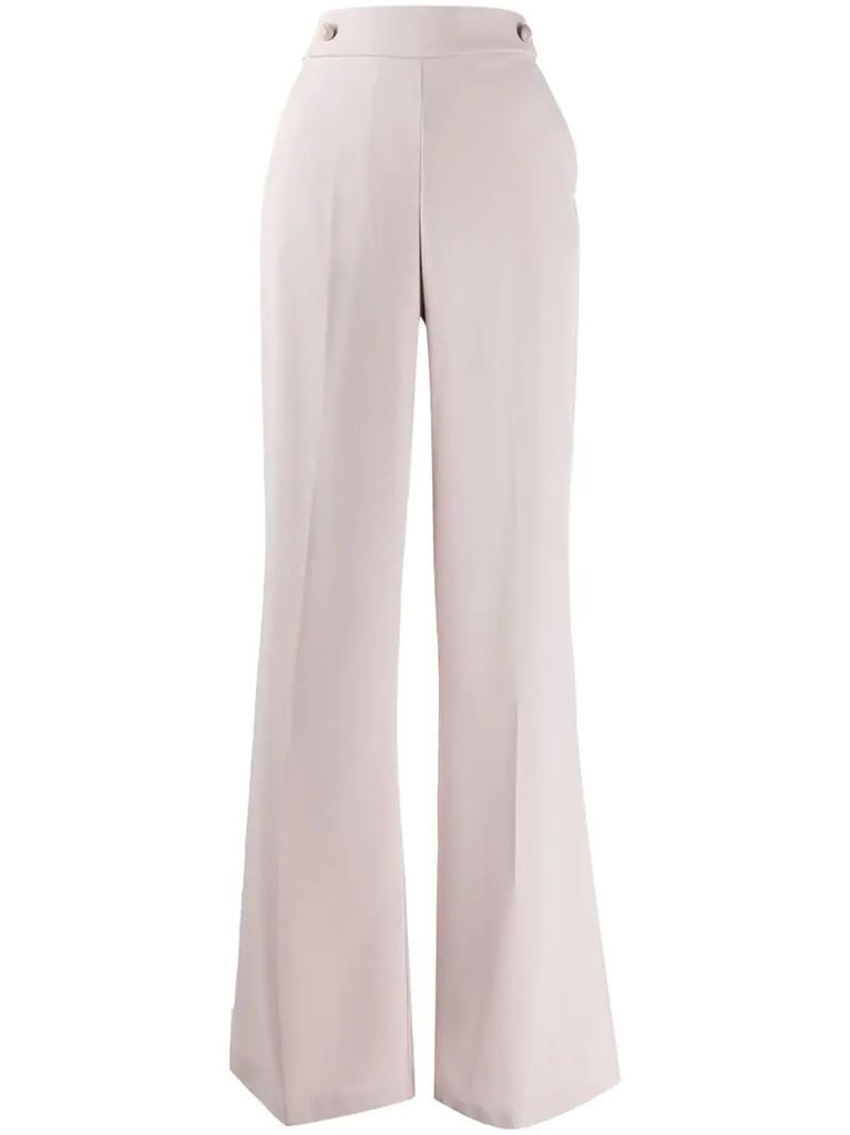 button-waist flared trousers