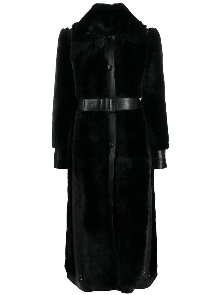 faux-shearling single-breasted coat