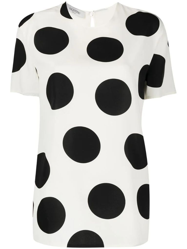 polka-dot short-sleeve T-shirt