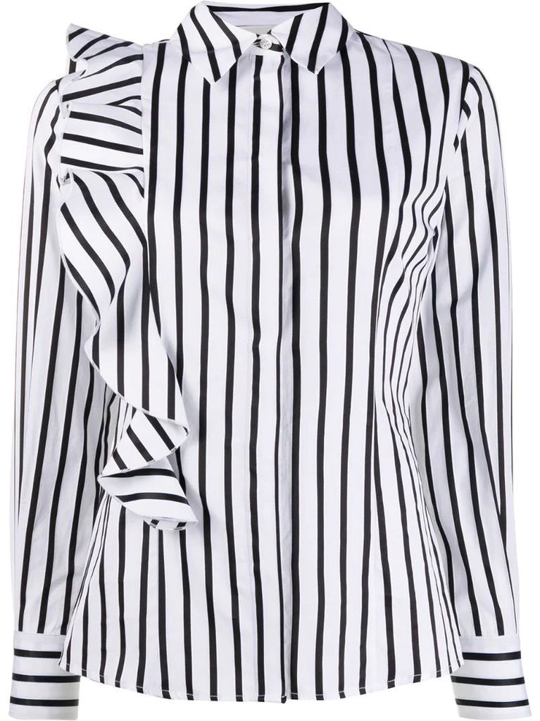 striped ruffle-trimmed shirt
