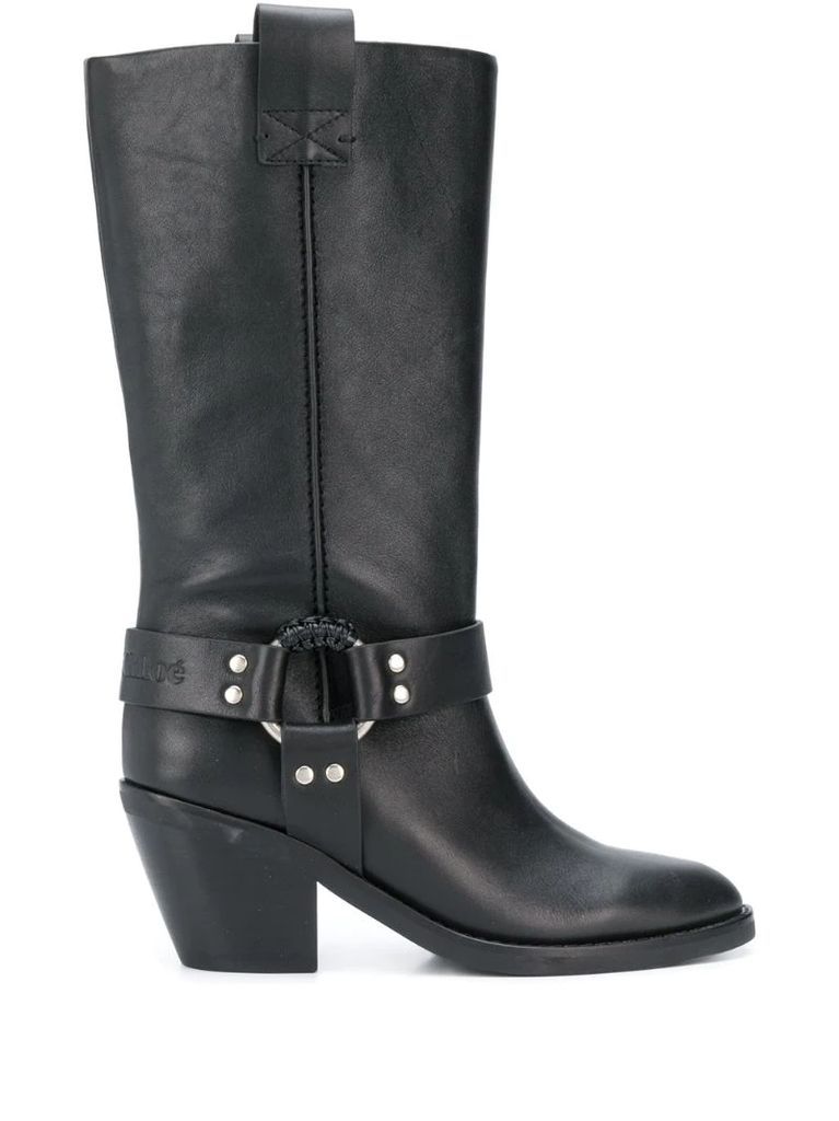 mid-calf buckled boots