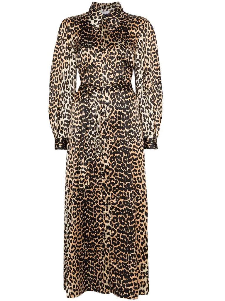leopard print tie-waist maxi dress