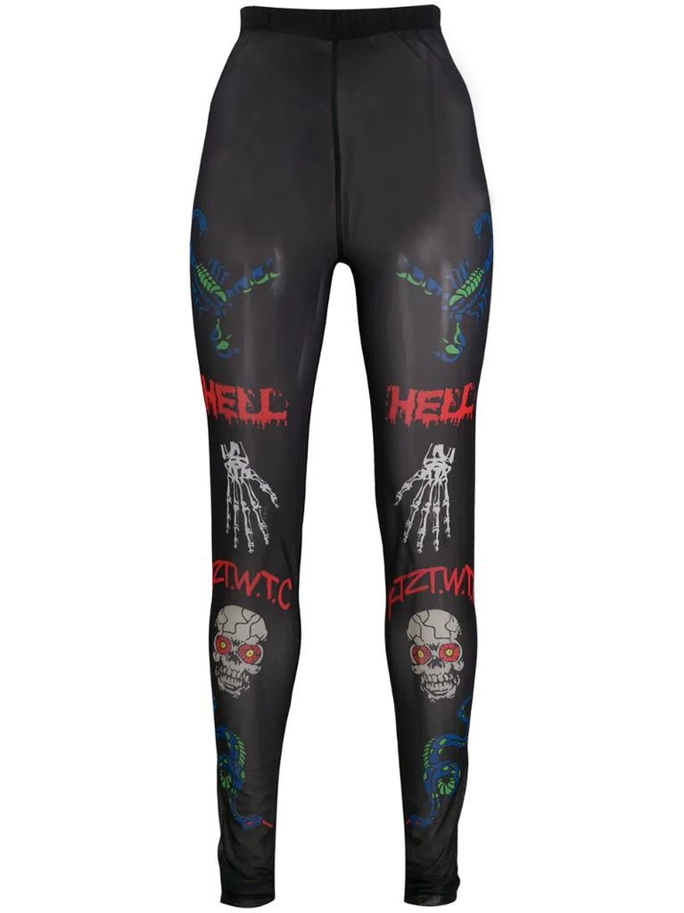 Death Metal Minimal Print leggings