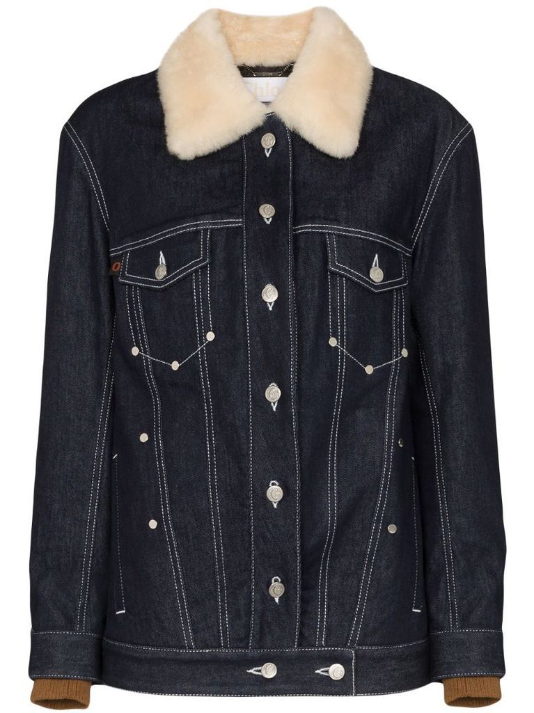 shearling collar denim jacket