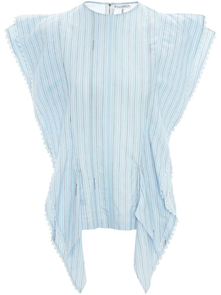 striped broderie anglaise-trimmed blouse