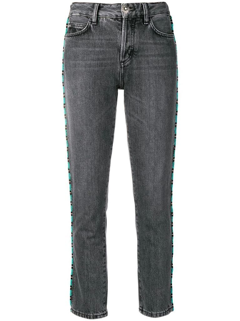 bead-embellished skinny jeans