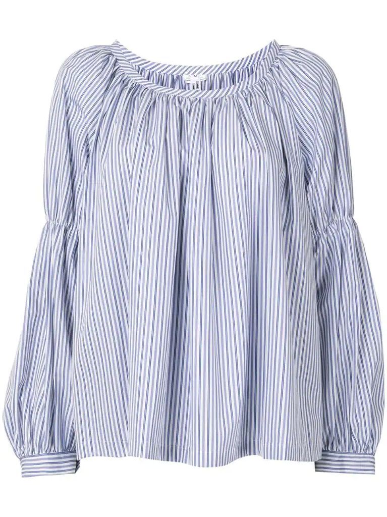 striped puff blouse