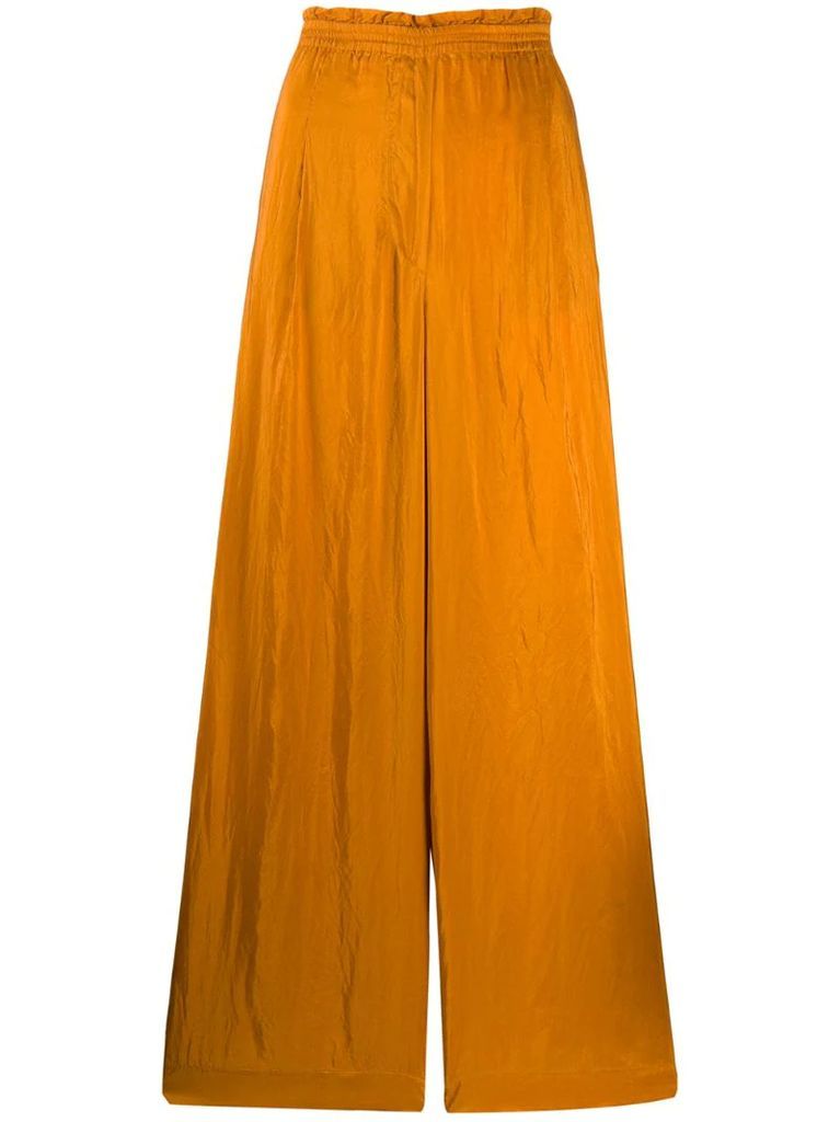 wide-leg silk trousers