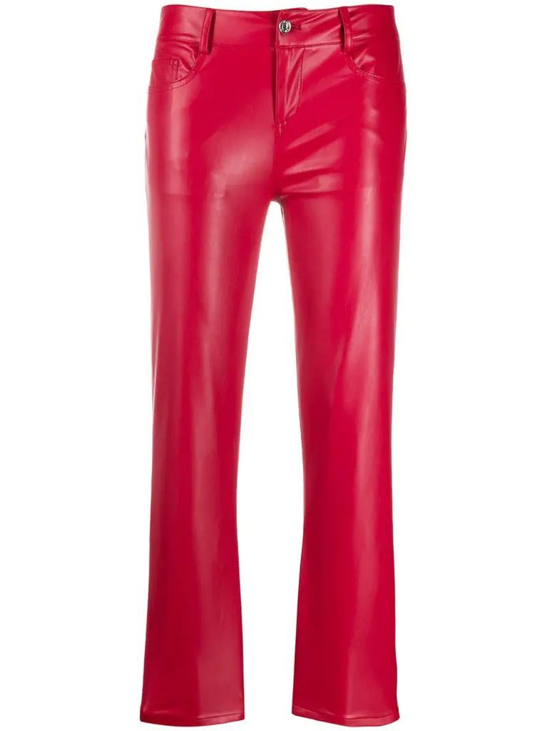 flared cropped length trousers