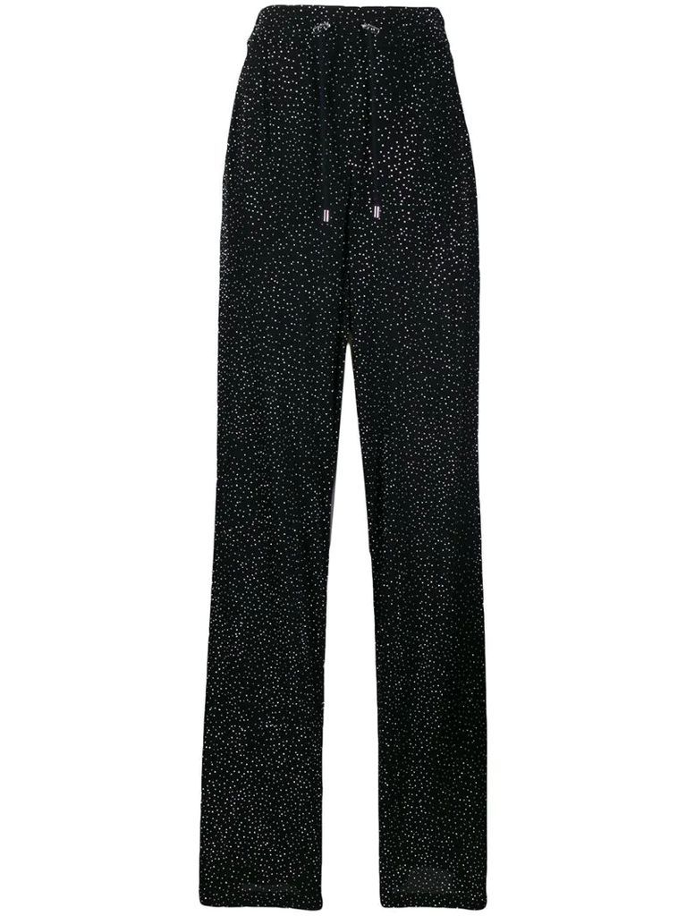 embellished wide leg trousers