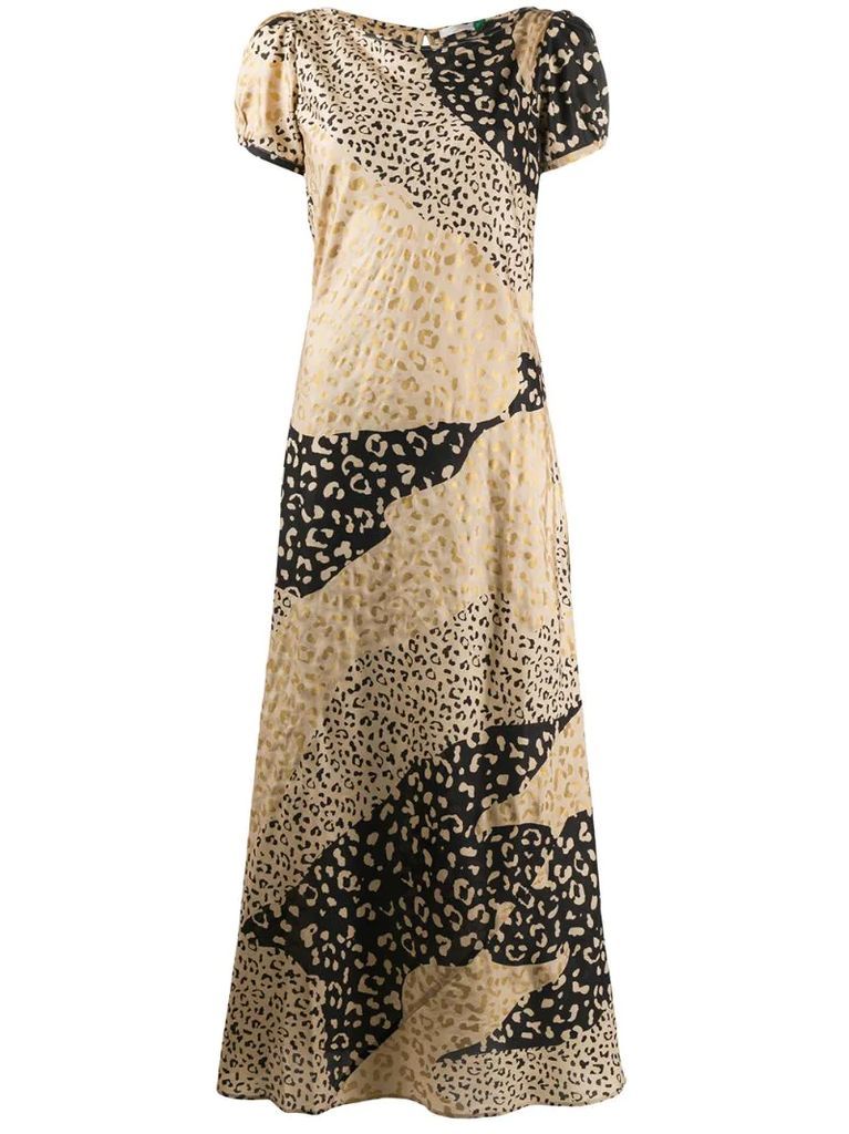 patchwork leopard print dress