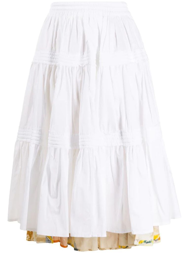 contrast-panel tiered skirt