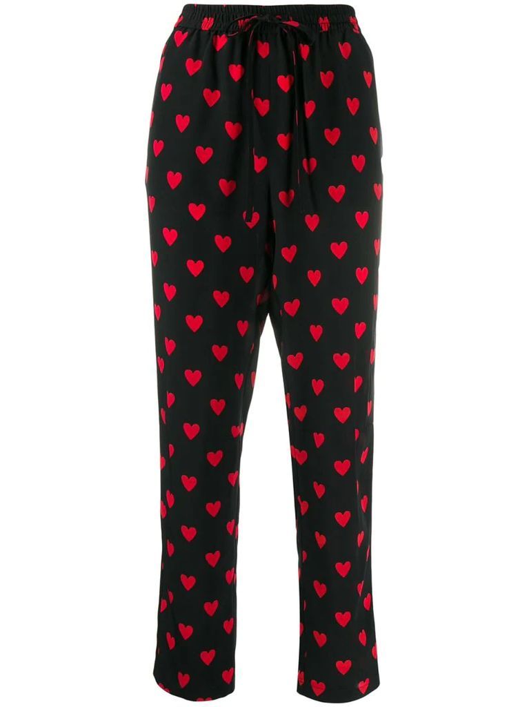heart print cropped trousers