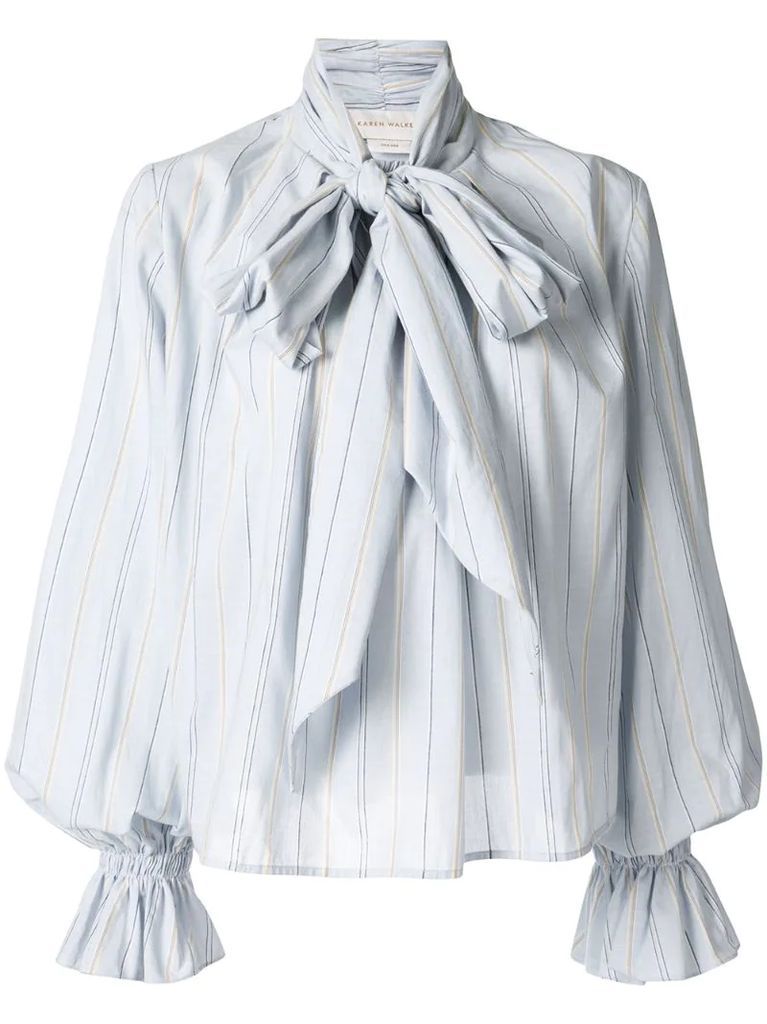 Denali striped bow blouse
