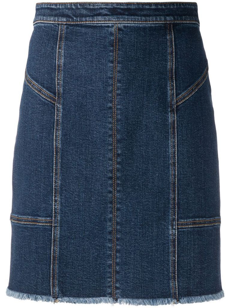 panelled denim mini skirt