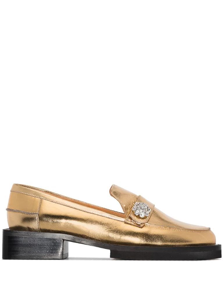 50mm metallic-sheen leather loafers