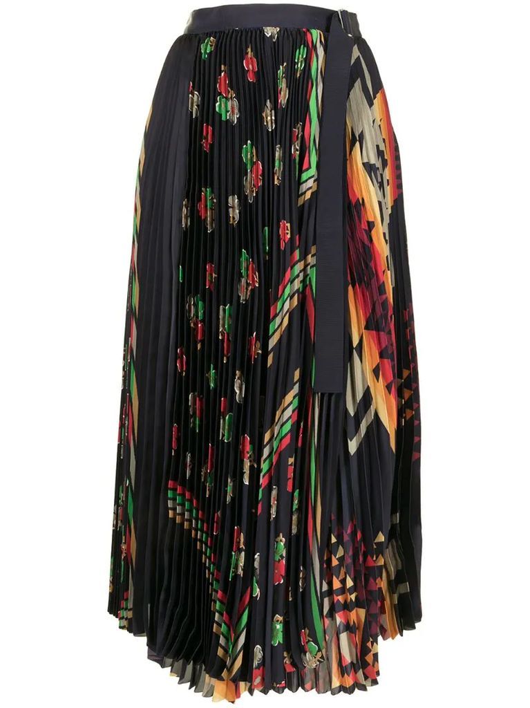abstract print pleated skirt