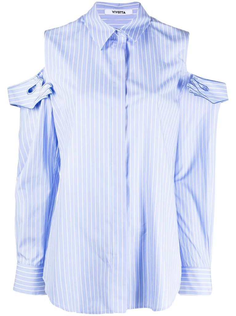 striped cold-shoulder shirt