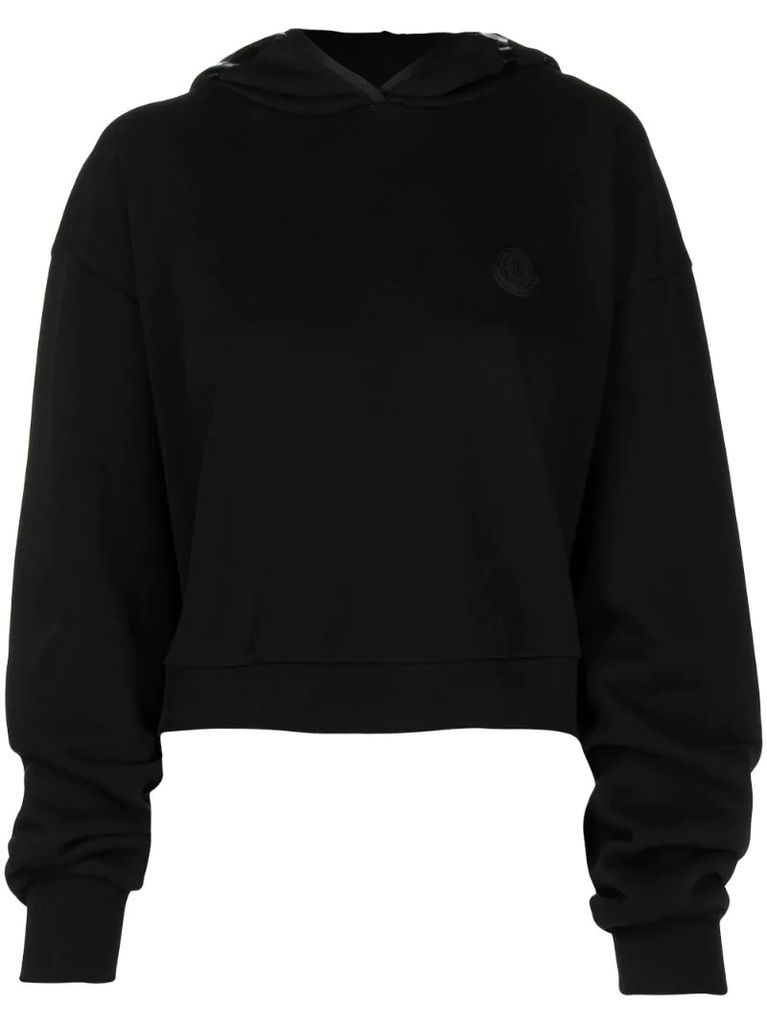 cropped logo print hoodie