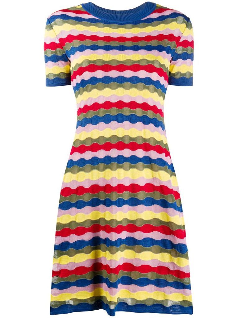 wave-knit A-line mini dress