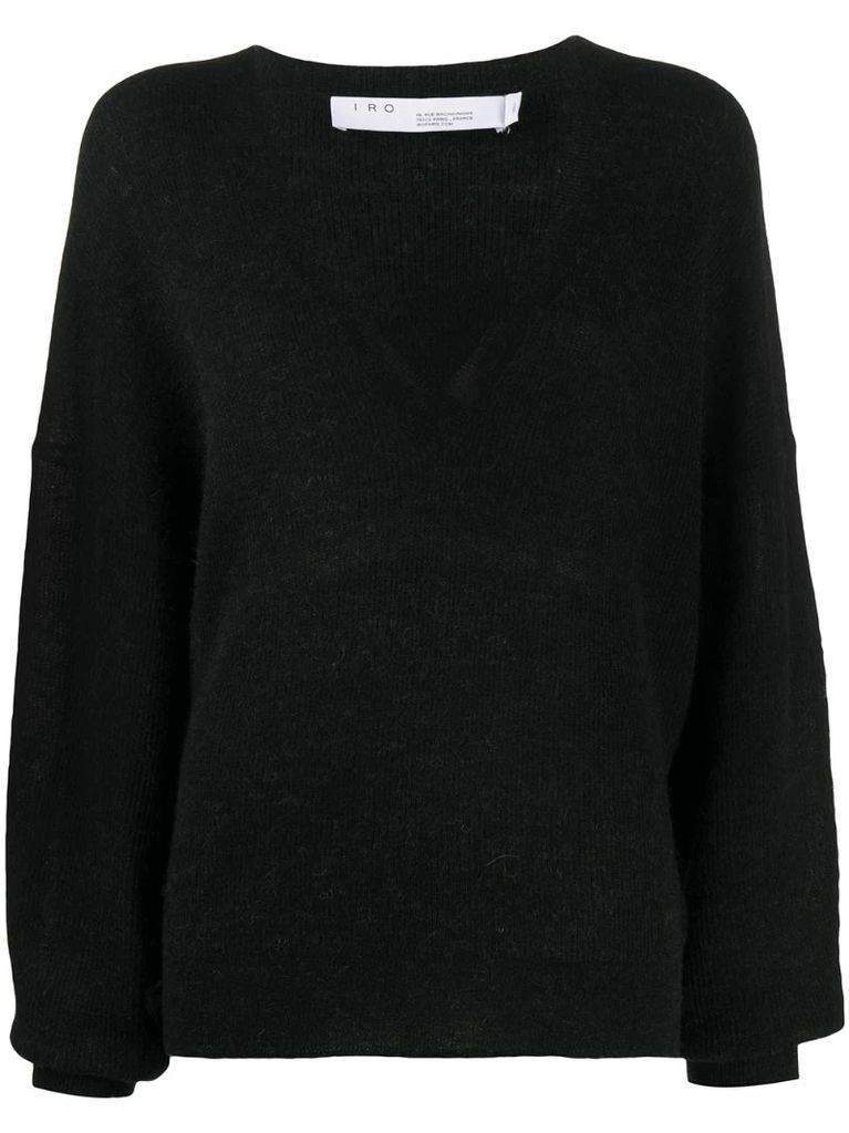 V-neck knitted jumper