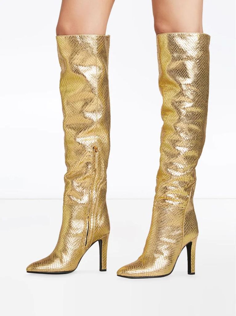 metallic knee-length boots
