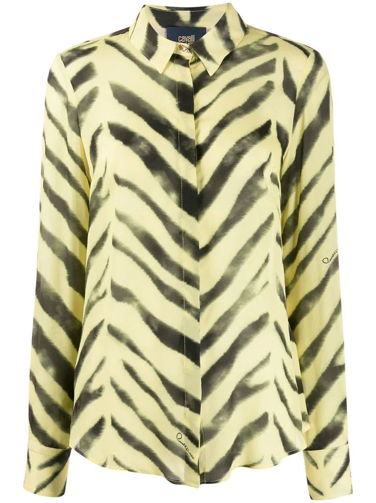 zebra print loose-fit shirt