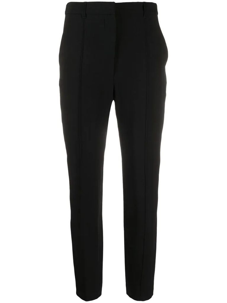 piped trim slim trousers
