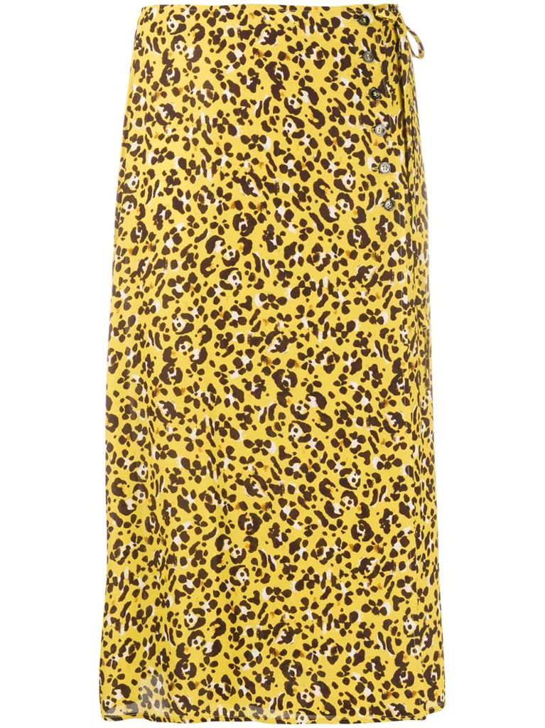 leopard print side tie skirt