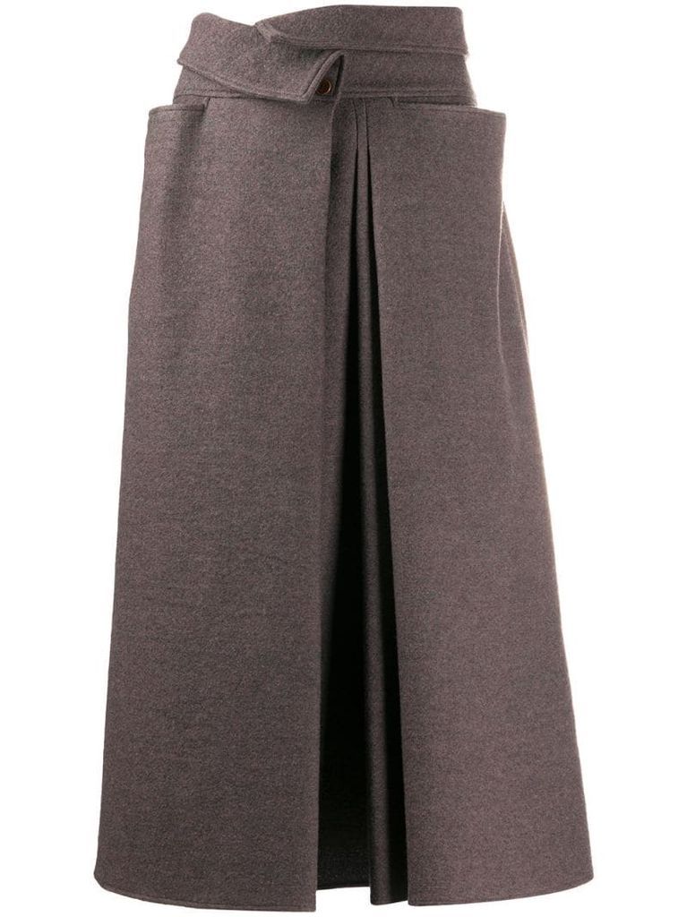 high-waisted wool skirt