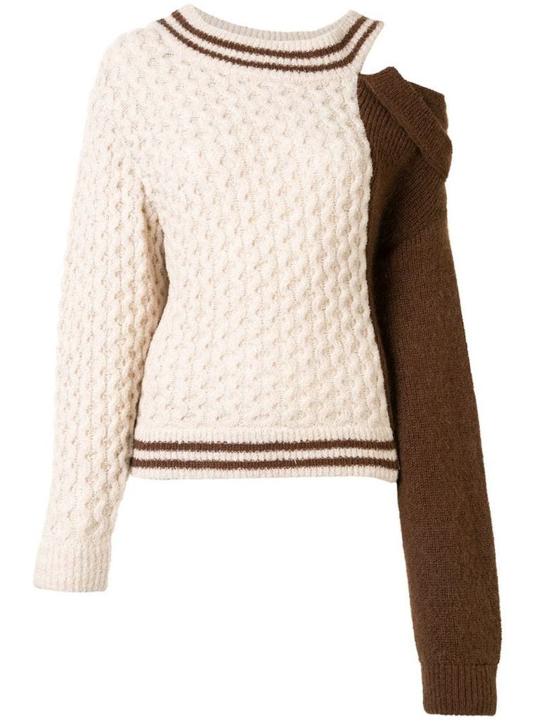 contrast-panel knit jumper