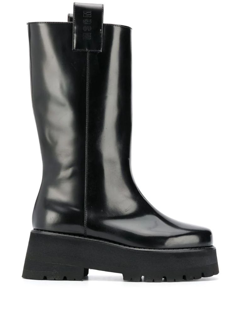 high-shine 65mm calf-length boots