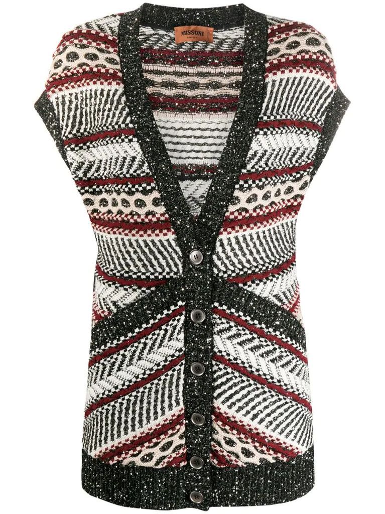 geometric-pattern knit cardigan