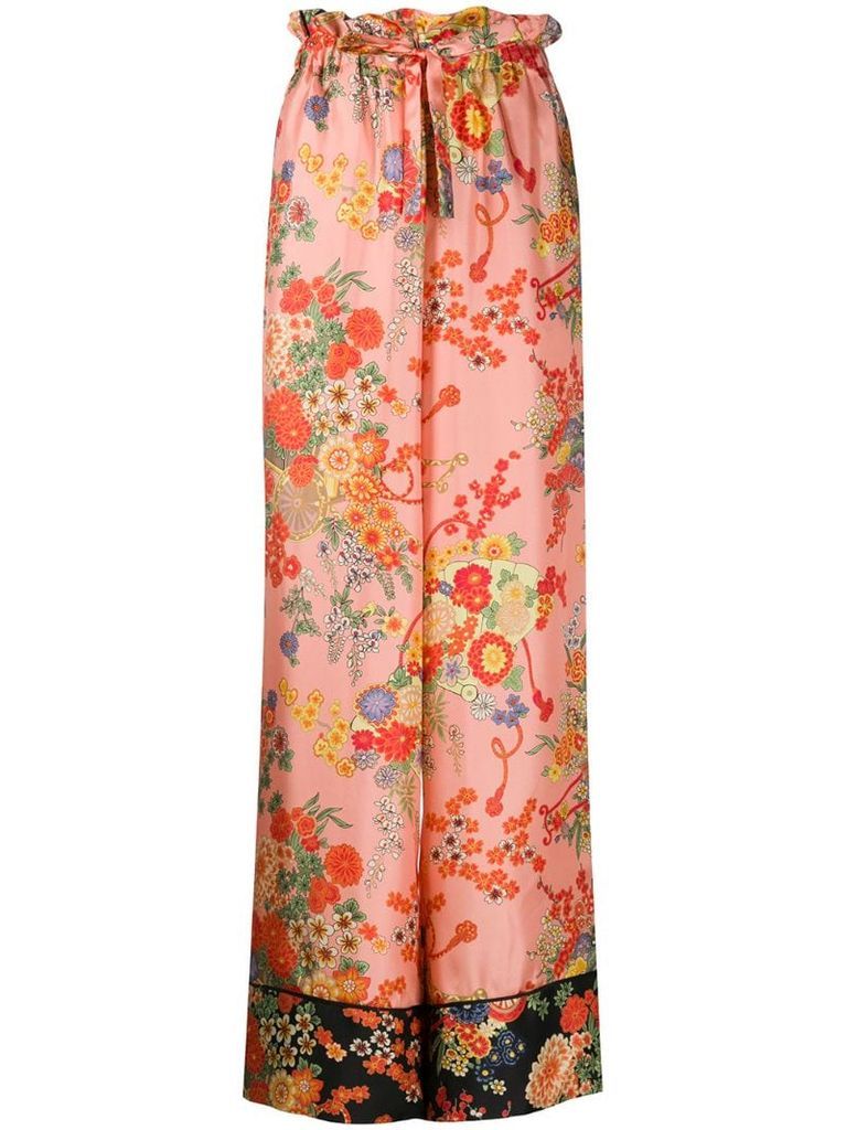 Blooming pajama-style trousers